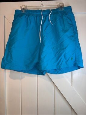 Ralph Lauren Turquoise Swim Trunks with White Drawcord